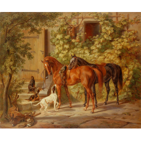 Adam, Albrecht - Horses at the Porch_(3000х2500)